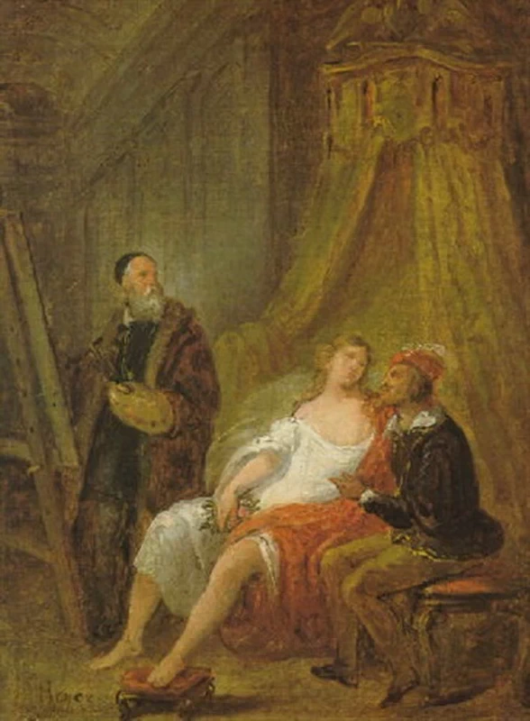 Tiziano dipinge la Flora che è corteggiata da un paggio